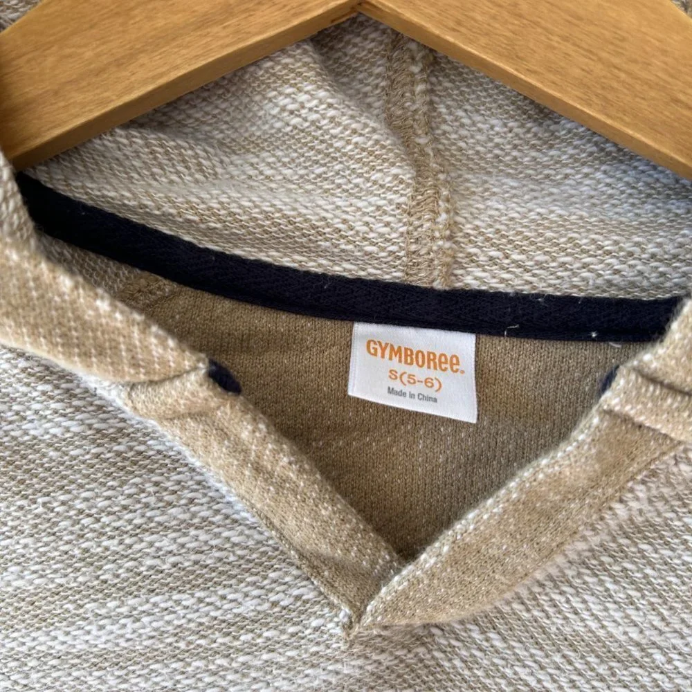 Gymboree‎ Sweater Boys Small Hooded Beige Pullover Pocket Minimalist Old Money